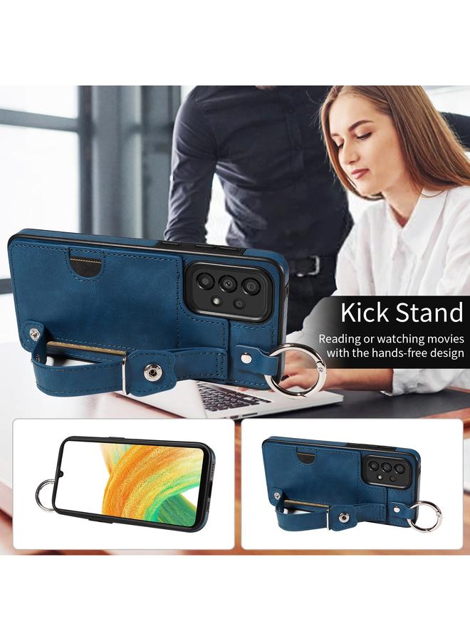 اس-توب جراب لهاتف Samsung Galaxy A33 5G من جلد العجل مع حلقة لفتحة بطاقة المعصم - Image 4