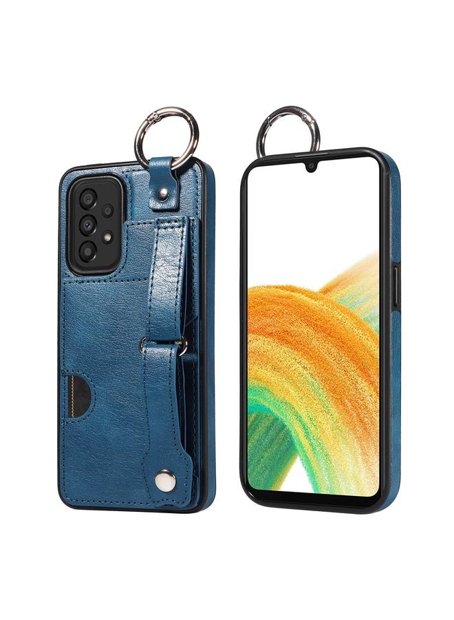 اس-توب جراب لهاتف Samsung Galaxy A33 5G من جلد العجل مع حلقة لفتحة بطاقة المعصم - Image 1