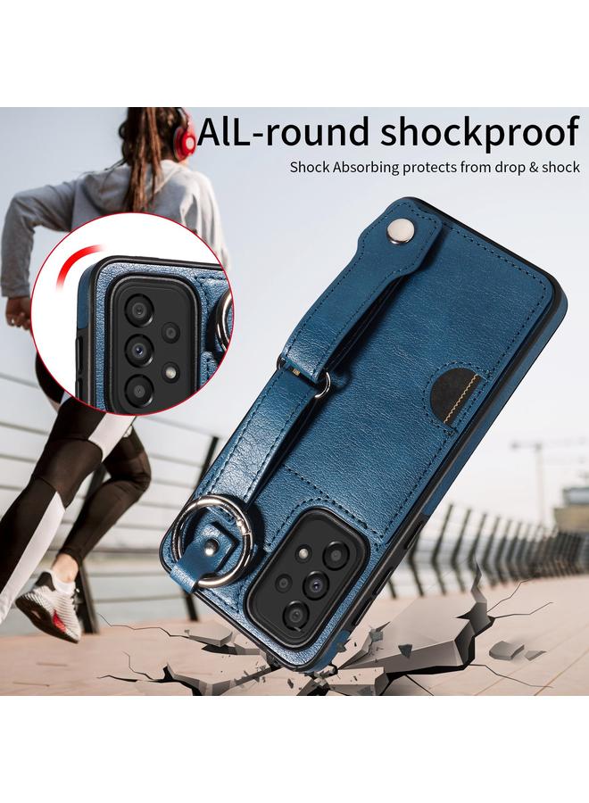 اس-توب جراب لهاتف Samsung Galaxy A33 5G من جلد العجل مع حلقة لفتحة بطاقة المعصم - Image 5