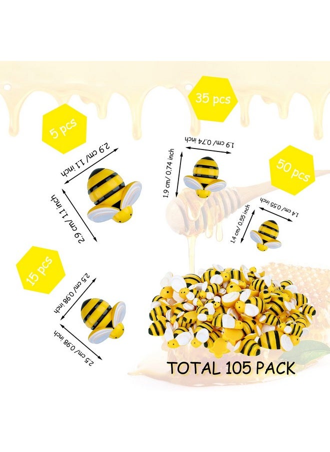 Waydress 105 Pieces Tiny Resin Bees Decor Honeybee Shape Resin Crafts Bumble Diy Bee Embellishments With Storage Box For Home Party Handicrafts Making Decorations, 4 Sizes  - Image 2