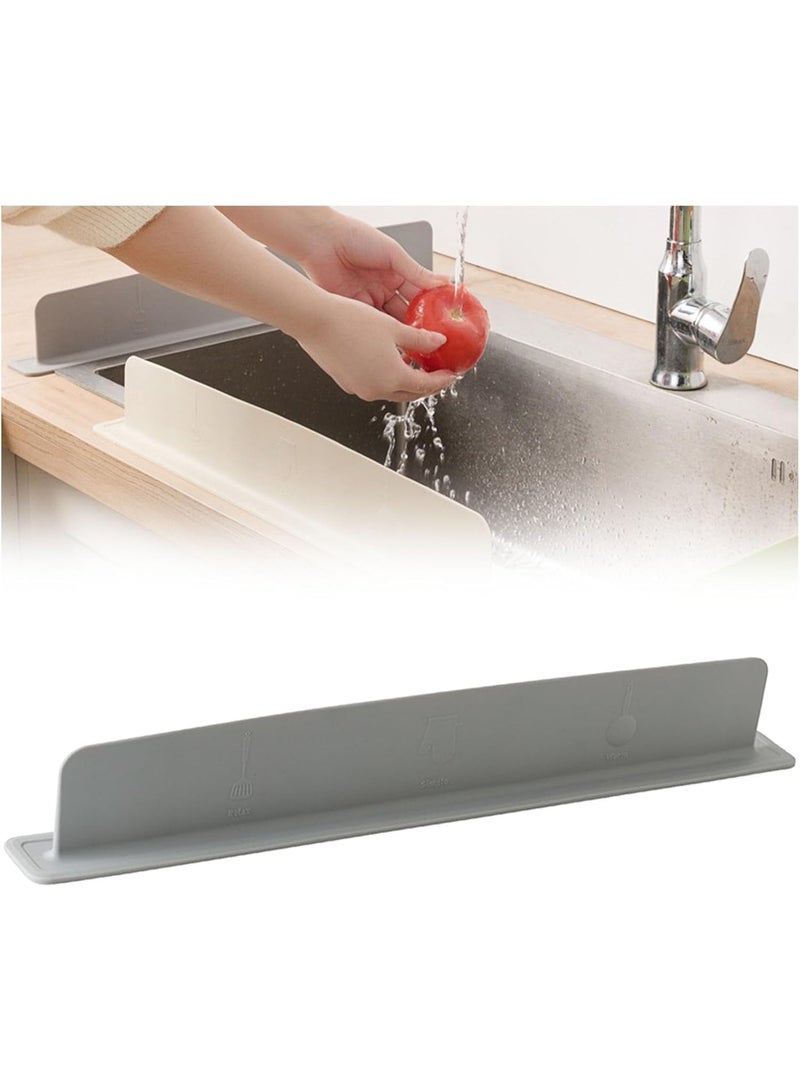 Silicone Sink Splash Guard, 49 cm Wide Kitchen Sink Water Barrier with Strong Suction Cups, Anti-Splash Protector for Dishwashing Countertops, Grey - Image 1