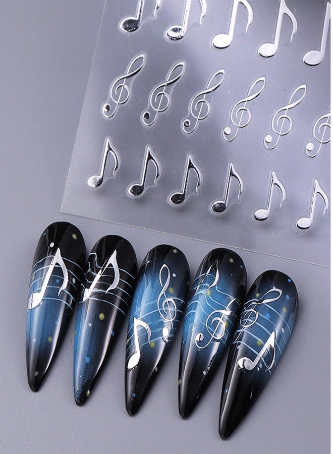 TailaiMei Music Nail Stickers, 3D Gold Black White Design Self-Adhesive Nail Art Decals for DIY Nail Decorations (510) - Image 5