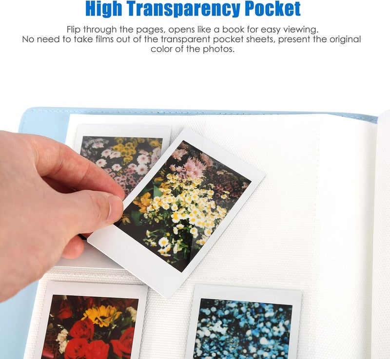Veicevol 256 Pockets Photo Album for Fujifilm Instax Mini Camera, Leather Cover Photo Book for Polaroid Pictures, 2x3 Photo Album for Fujifilm Instax Mini 12 11 9 40 90 8 7 Evo LiPlay Instant Camera (Blue) - Image 4