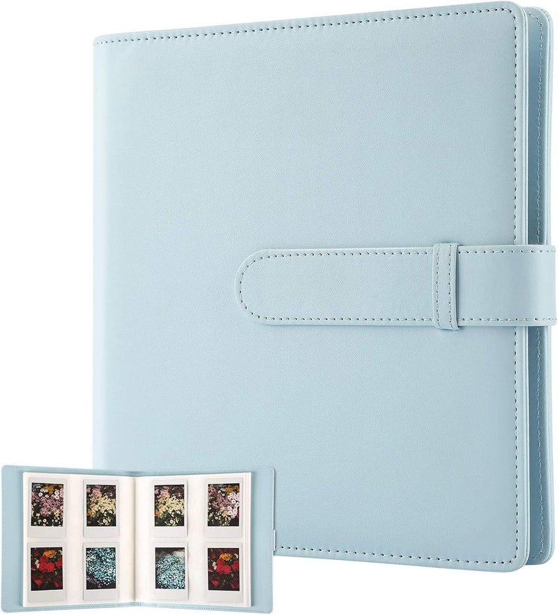 Veicevol 256 Pockets Photo Album for Fujifilm Instax Mini Camera, Leather Cover Photo Book for Polaroid Pictures, 2x3 Photo Album for Fujifilm Instax Mini 12 11 9 40 90 8 7 Evo LiPlay Instant Camera (Blue) - Image 1
