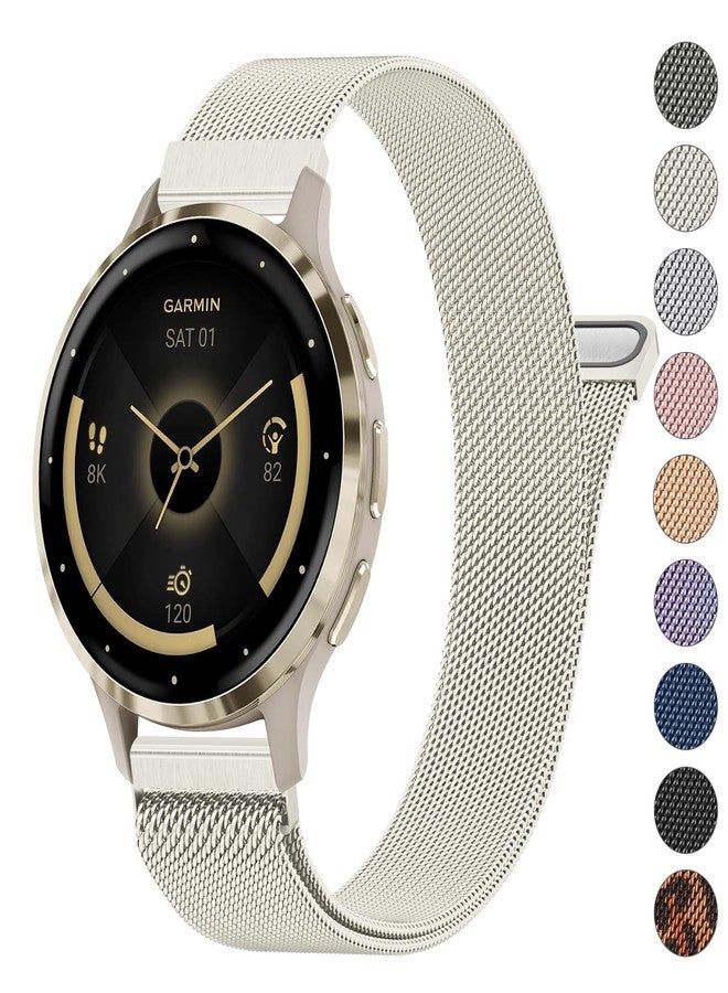 أساور معدنية مقاس 18 مم لساعات Garmin Venu 3S / Venu 2S / Vivoactive 4S / Vivomove 3S / Forerunner 265s، سوار معصم بديل من الفولاذ المقاوم للصدأ سريع الفك لساعات Garmin Forerunner - Image 1