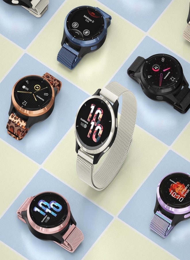 أساور معدنية مقاس 18 مم لساعات Garmin Venu 3S / Venu 2S / Vivoactive 4S / Vivomove 3S / Forerunner 265s، سوار معصم بديل من الفولاذ المقاوم للصدأ سريع الفك لساعات Garmin Forerunner - Image 5