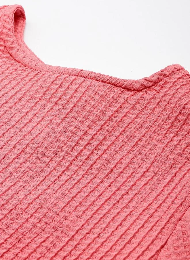 Freehand Freehand Women Pink Textured Crop Top