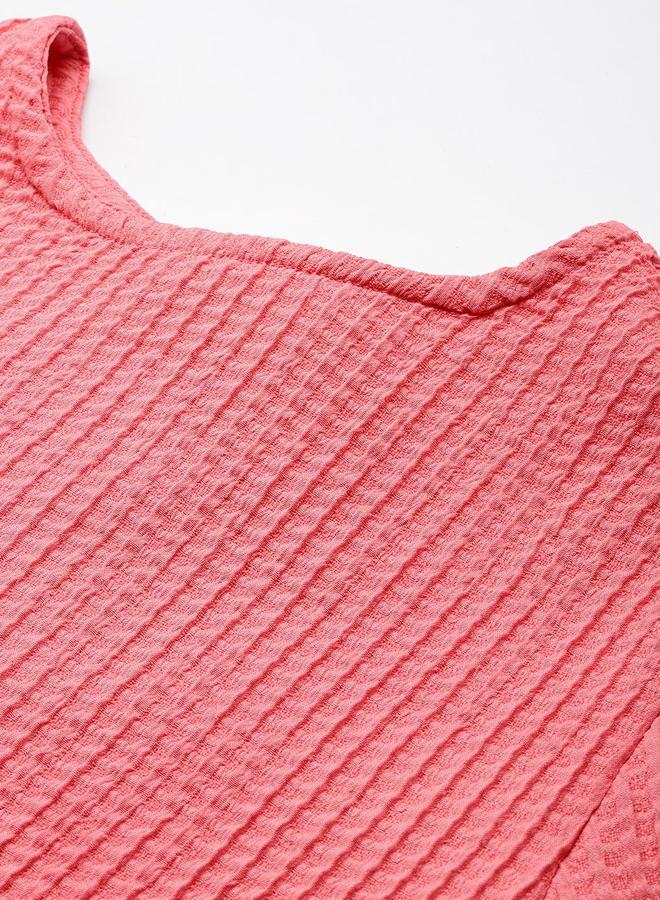 مرفوعة بلوزة قصيرة بنسيج محبوك - Image 2