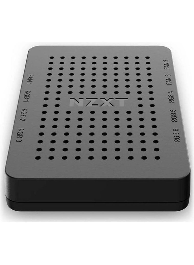 ان زد اكس تي وحدة تحكم RGB والمراوح، موزع رقمي ذكي بثلاث قنوات للمراوح (تيار مستمر وتعديل عرض النبضة)، 6 قنوات LED RGB (حتى 40 مصباح LED لكل قناة)، تكامل برنامج CAM، مزود بمنفذ SATA وUSB 2.0، تركيب مغناطيسي، يدعم ملحقات NZXT RGB فقط، أسود | AC-CRFR0-B1 - Image 3