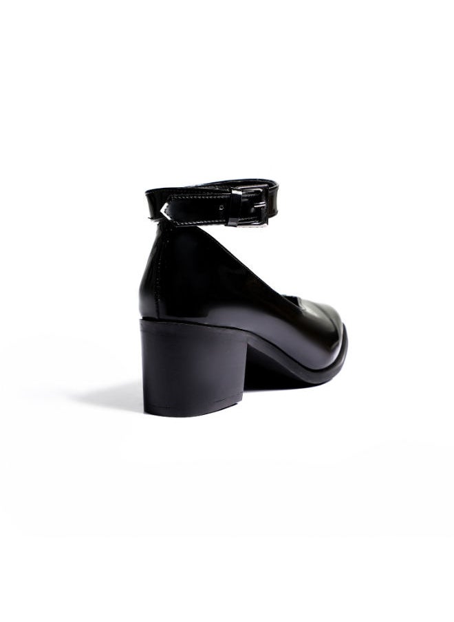 Mr.joe - Verne Oval Toe Cap Buckle Closure Mid Heels Pumps For Women Black 3981 - Image 1