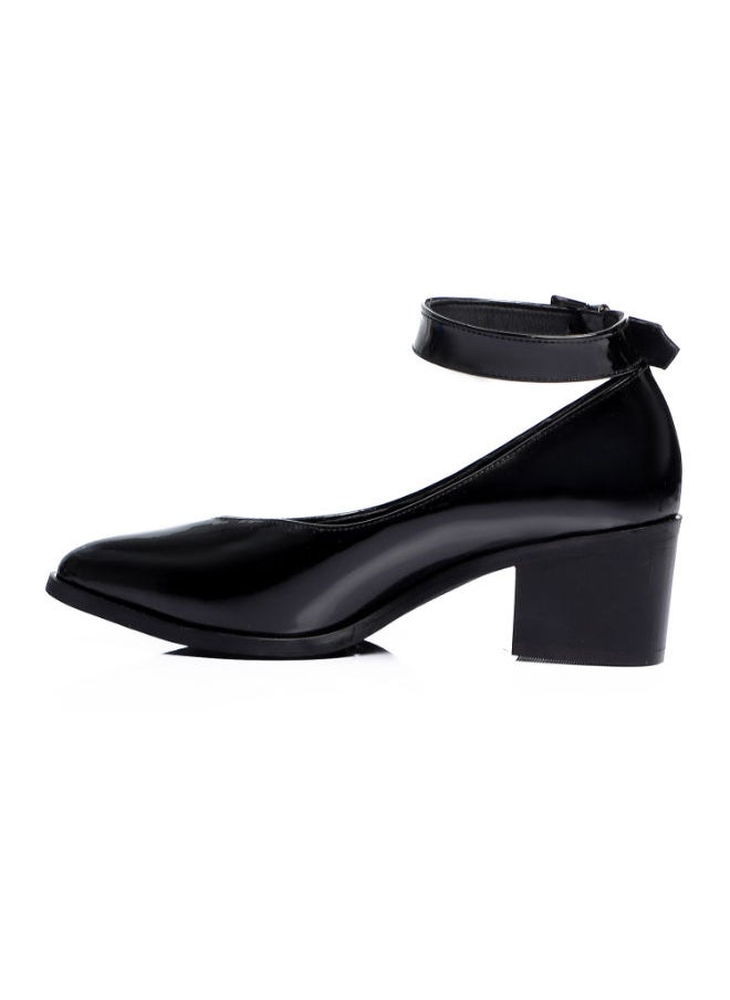 Mr.joe - Verne Oval Toe Cap Buckle Closure Mid Heels Pumps For Women Black 3981 - Image 1