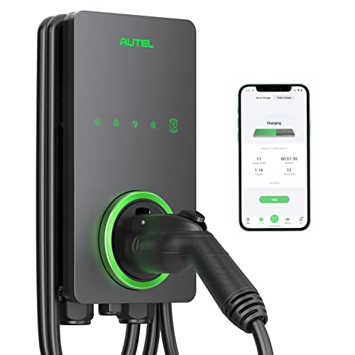 Autel Home Smart Electric Vehicle EV Charger up to 50Amp 240V IndoorOutdoor Car Charging Station with Level 2 WiFi and Bluetooth Enabled EVSE 25Foot CableDark Gray