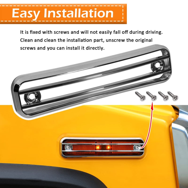 USSKYBOY Chrome Plated Side Marker Guard Trim Protector Exterior Accessories for 2003-2009 Hummer H2 SUV SUT - Image 4