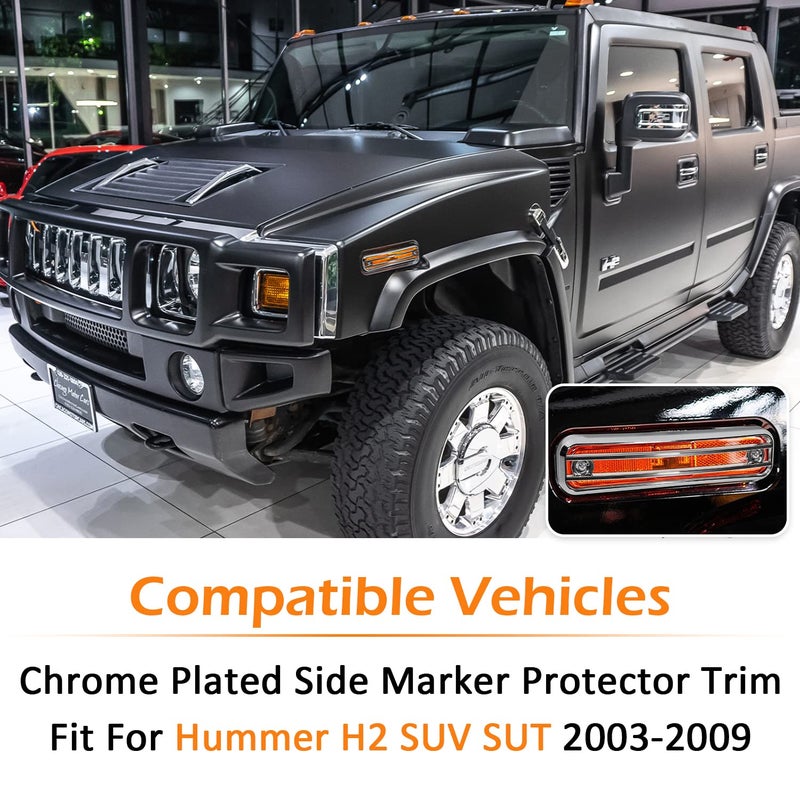 USSKYBOY Chrome Plated Side Marker Guard Trim Protector Exterior Accessories for 2003-2009 Hummer H2 SUV SUT - Image 3