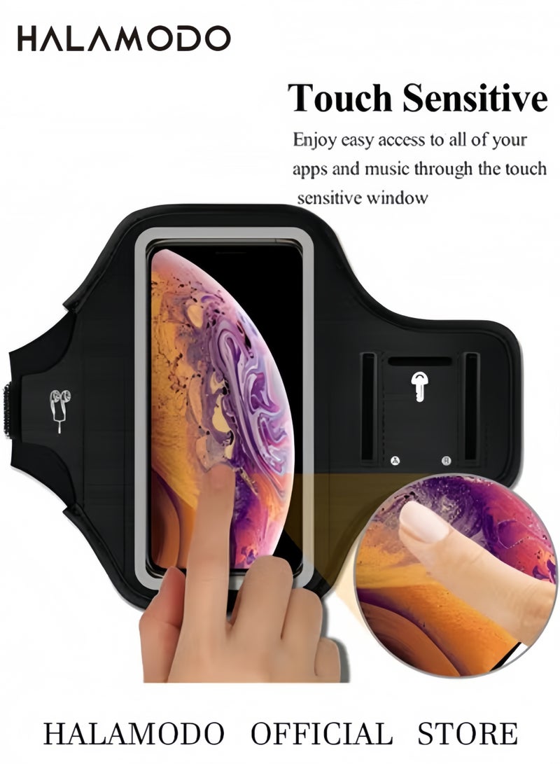 HALAMODO Running Armband Cell Phone Armband for iPhone 14 13 Pro 14 Plus 12 11 XR XS, Galaxy S20/S10 Water Resistant Sports Phone Holder Case & Zipper Slot Car Key Holder for 6.5 inch Phone - Image 3