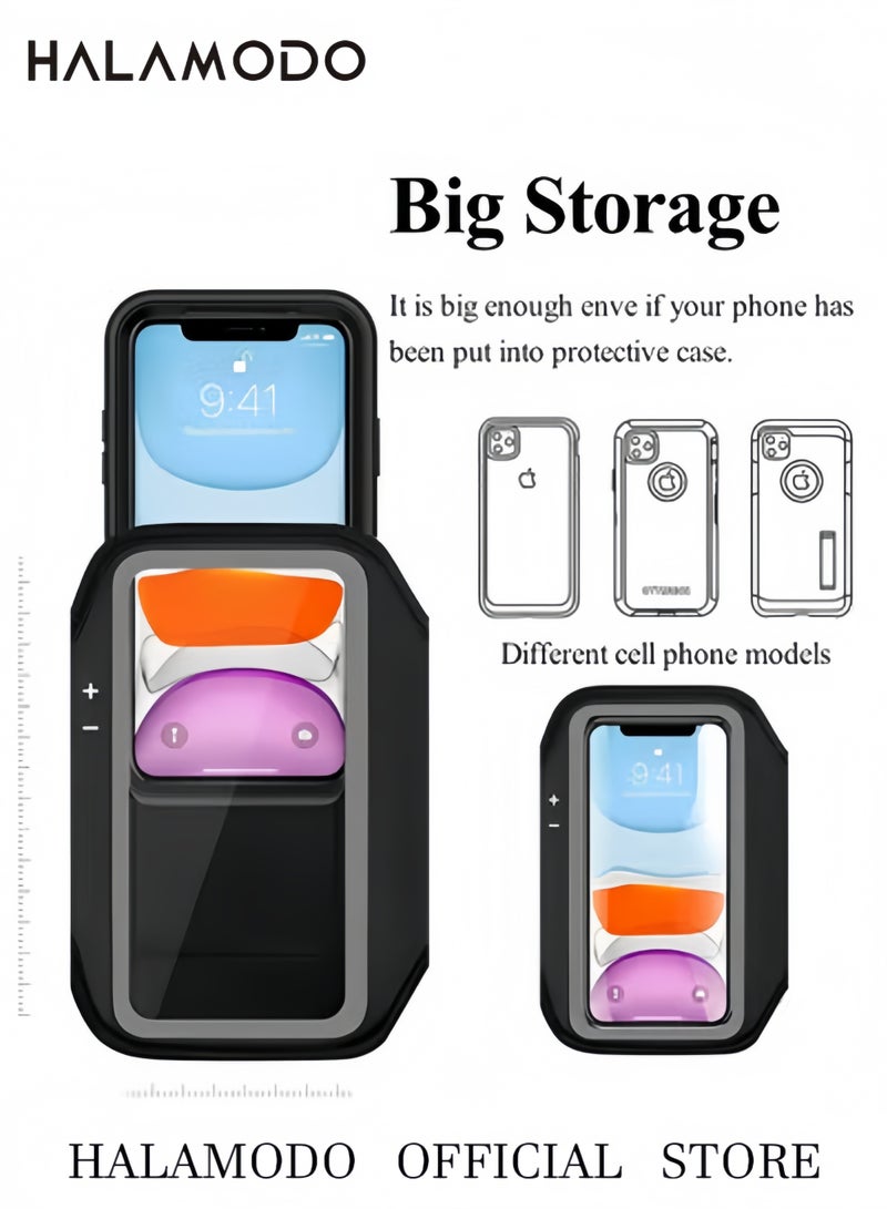 HALAMODO Running Armband Cell Phone Armband for iPhone 14 13 Pro 14 Plus 12 11 XR XS, Galaxy S20/S10 Water Resistant Sports Phone Holder Case & Zipper Slot Car Key Holder for 6.5 inch Phone - Image 2