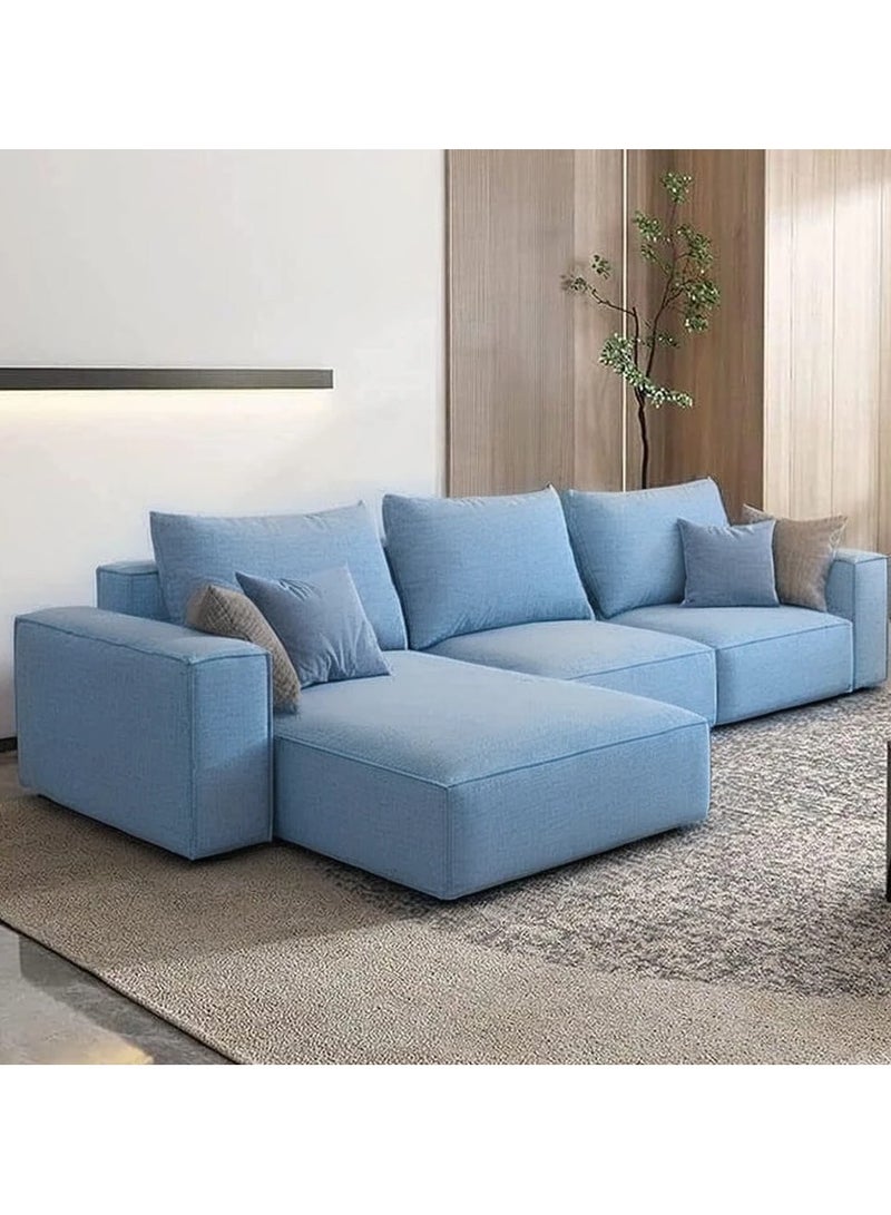 كرنك كنبة كارناك مقسمة مع وسائد على شكل حرف L لغرفة المعيشة مريحة باللون (أزرق)  - Image 1