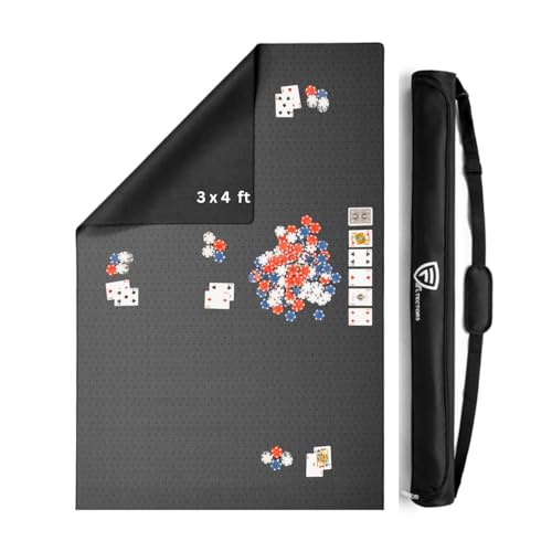 Feltectors Board Game Mat 36 x 48 nches Table Cover for Mahjong Poker Playing Cards Tile Games Dominoes and RPG  Neoprene Gaming Playmat Black 36 x 48 Inches - Image 1
