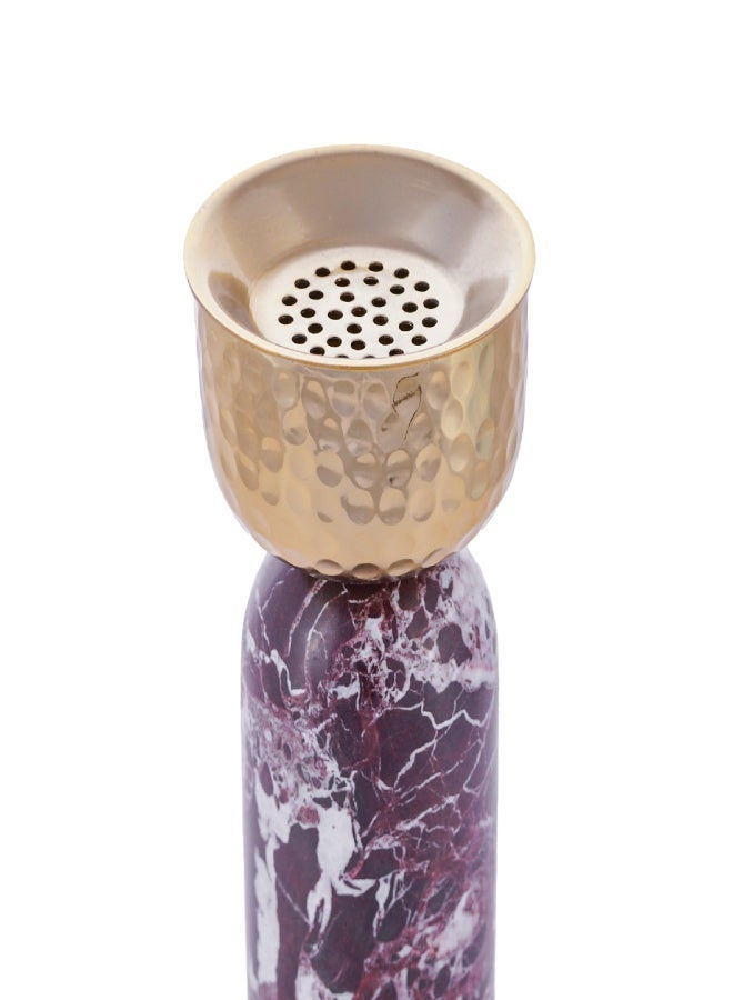 Layers Taj (Rosso Levanto) Incense Burner with Gold Burner – Natural Travertine Stone - Image 2