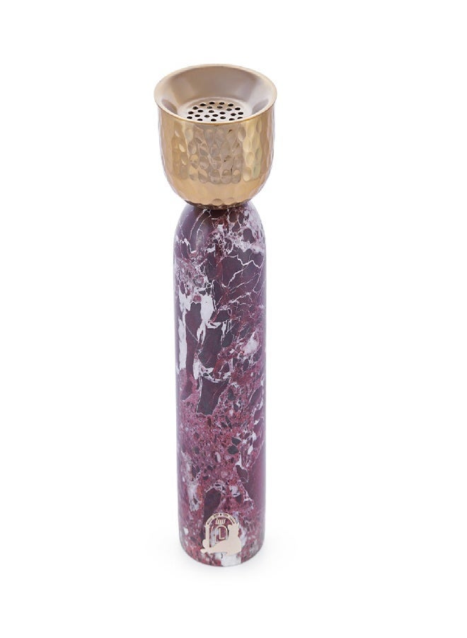 Layers Taj (Rosso Levanto) Incense Burner with Gold Burner – Natural Travertine Stone - Image 1