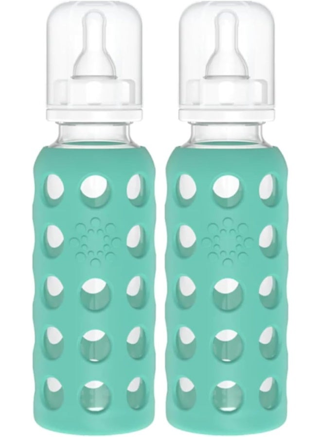 Lifefactory 9oz Glass Baby Bottle with Silicone Sleeve Pair Kale - Image 1