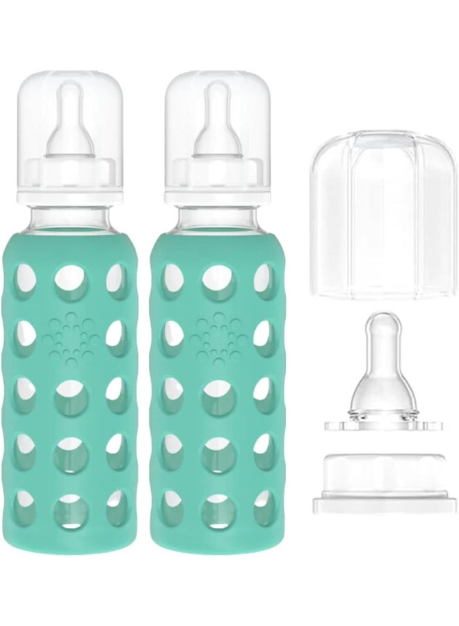 Lifefactory 9oz Glass Baby Bottle with Silicone Sleeve Pair Kale - Image 2