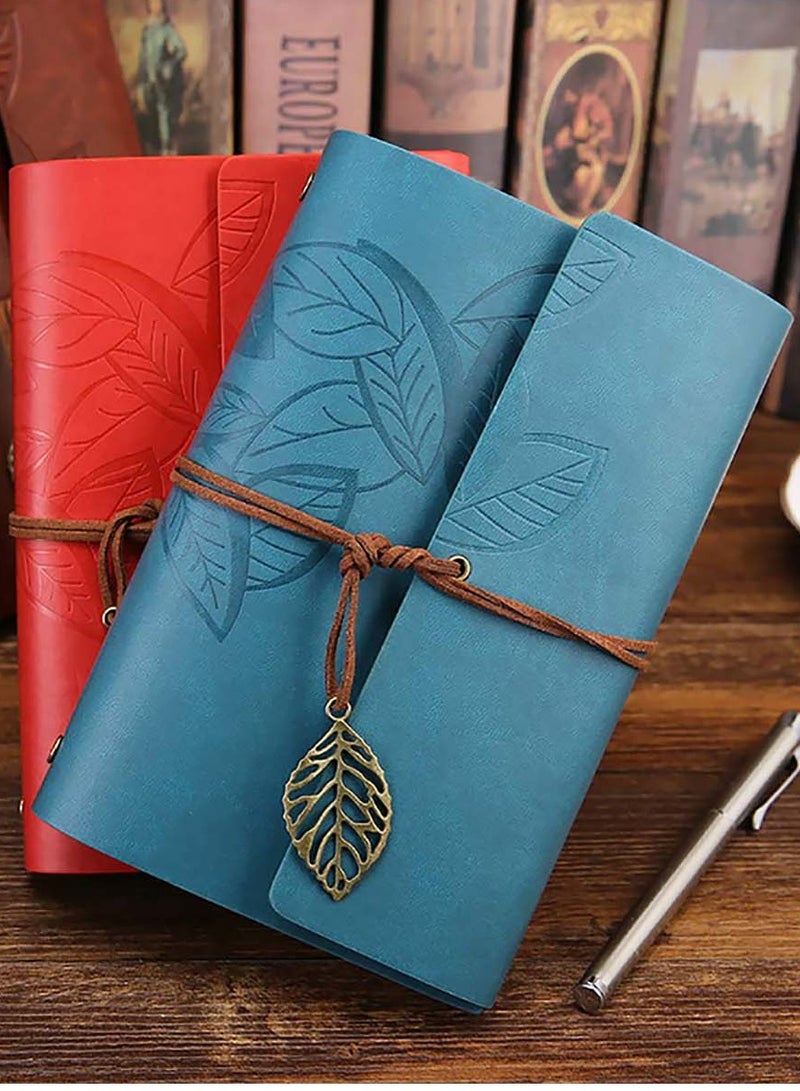 SOLARAE Writing Journal Diary, PU Leather Spiral Blank String Daily Notepad Unlined Paper Retro Pendants Classic Loose Leaf, Travel Journals to Write in for Girls and Boys Ideal Gifts - Image 2