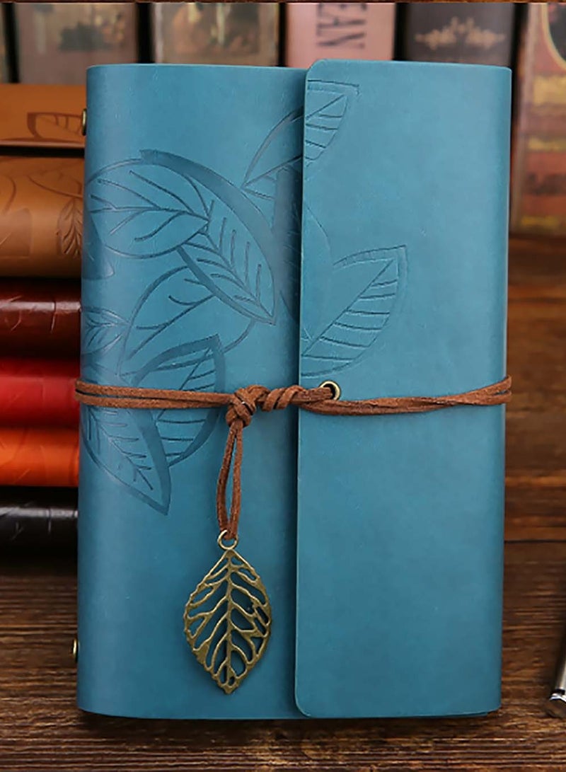 SOLARAE Writing Journal Diary, PU Leather Spiral Blank String Daily Notepad Unlined Paper Retro Pendants Classic Loose Leaf, Travel Journals to Write in for Girls and Boys Ideal Gifts - Image 1