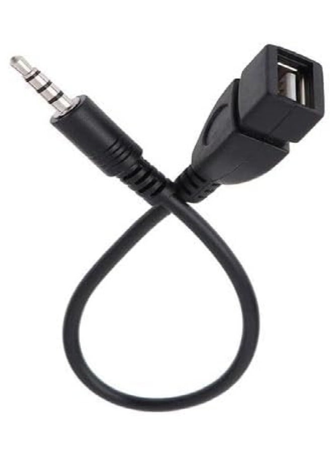 كابل تحويل الصوت للسيارة – AUX إلى USB بطول 15 سم/ اسود - Image 1
