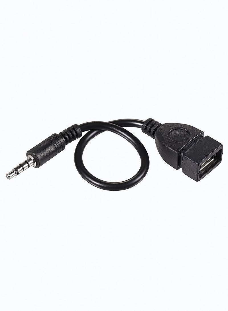 كابل تحويل الصوت للسيارة – AUX إلى USB بطول 15 سم/ اسود - Image 3
