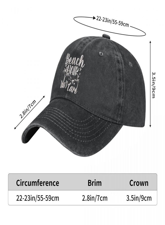 MOLIAN Beach Hair Don't Care Embroidered Baseball Cap for Men Women - Adjustable Cotton Washed Dad Hat Black - Image 3