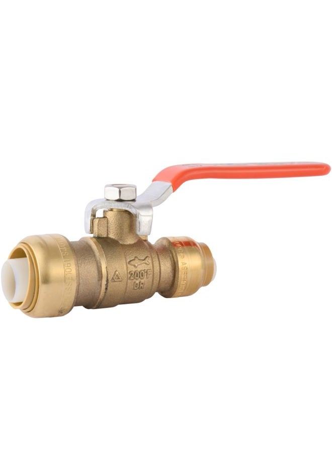 SharkBite 3/4 Inch x 1/2 Inch Ball Valve, Push to Connect Brass Fitting, Water Shut Off, PEX Pipe, Copper, CPVC, PE-RT, HDPE, 22973LF - Image 1