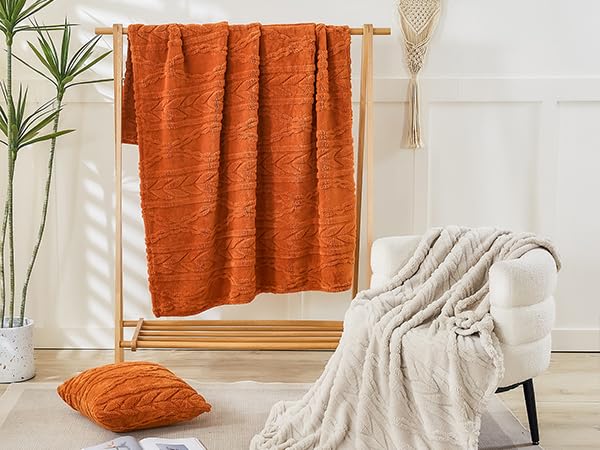 YUSOKI Sherpa Throw Blanket(Without Pillows)-3D Stylish Design Super Soft Cozy Blanket Plush Fluffy Blankets for Teen Girls Women Couch Bed Sofa Chair Gift(Burnt Orange,50"x65") - Image 5