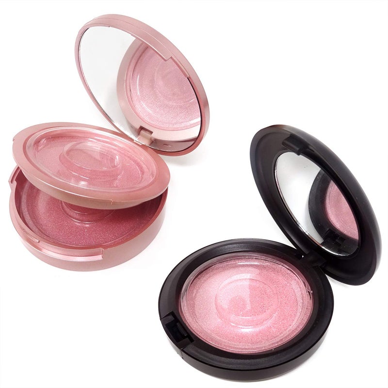 Honbay 2PCS Circle Empty Lash Case Eyelash Packaging Box Eyelash Storage Box with Mirror for Women Single and Double Layer