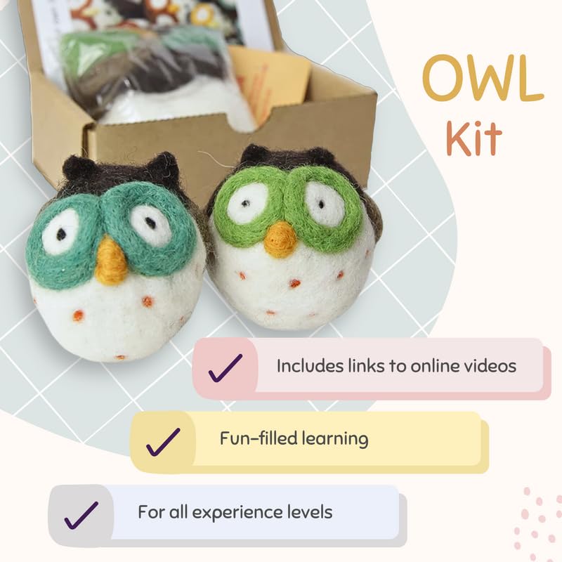 Woolbuddy Owl Needle Felting Kit for Beginners – DIY Animal Craft Kit with Wool, Needles & Photo Instructions – Fun Project for Adults & Kids - Image 5