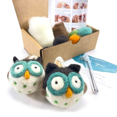 Woolbuddy Owl Needle Felting Kit for Beginners – DIY Animal Craft Kit with Wool, Needles & Photo Instructions – Fun Project for Adults & Kids - Image 1