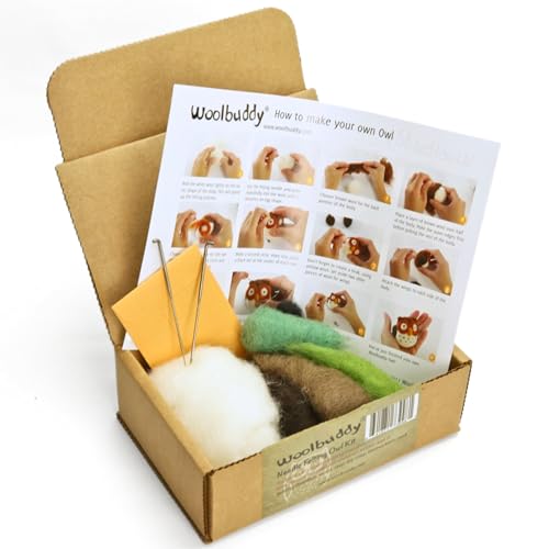 Woolbuddy Owl Needle Felting Kit for Beginners – DIY Animal Craft Kit with Wool, Needles & Photo Instructions – Fun Project for Adults & Kids - Image 3