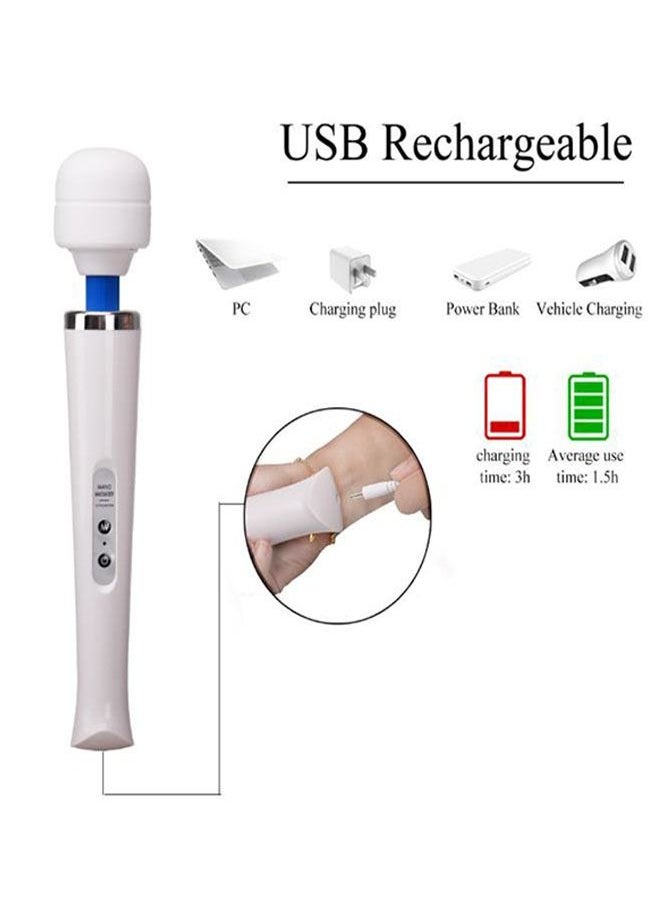 Soft Silicone Massager Comfortable Massager 10 Vibration Modes Vibrating Massager White