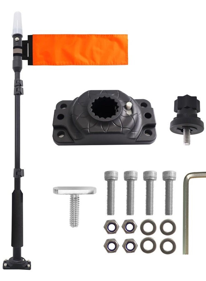 Tavaray Kayak Lights With Orange Flag Pole Kit, 360° Led White Boat Lights, 55.5" Height Battery Powered Navigation Light for Night Kayaking Fishing Paddling, Kayak Accessories - Image 1