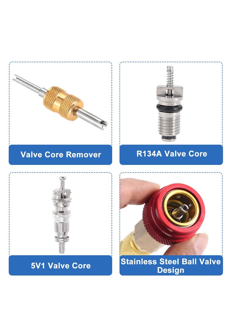 SYOSI - R134A Valve Core Quick Remover Installer, High Low Pressure Valve Core Remover Tools Kit for R13A Refrigerant Air Conditioner System - Image 1