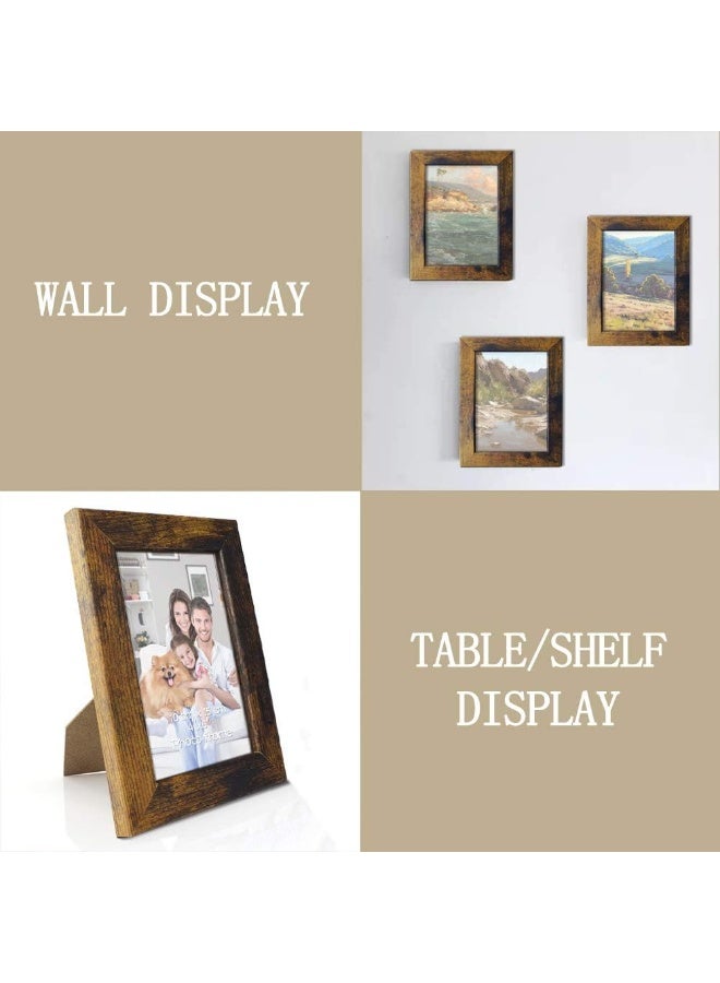 PETAFLOP Picture Frames 4x6 Rustic Frame Fits 4 by 6 Inch Prints Wall Tabletop Display  7 Pack - Image 3