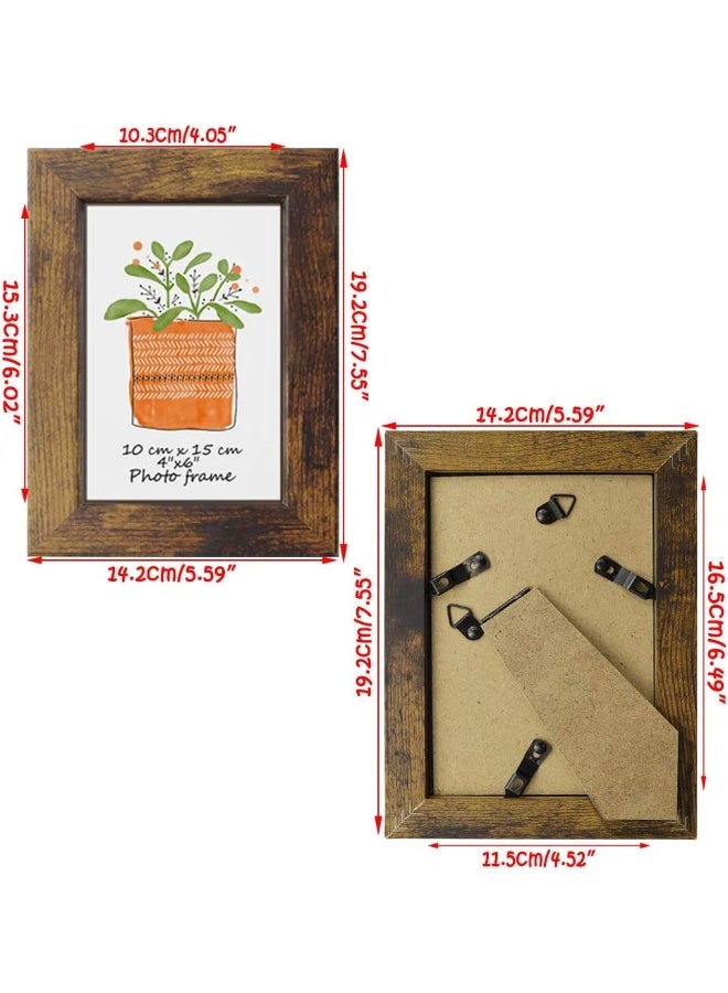 PETAFLOP Picture Frames 4x6 Rustic Frame Fits 4 by 6 Inch Prints Wall Tabletop Display  7 Pack - Image 2
