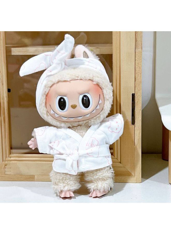 Labubu Doll Dress Poncho Cute Vinyl Doll Heart Macaron Doll Plush Toy Dress-Specifications:Labubu Can Be Worn [doll Not Included]-Color:Pink Robe  - Image 1