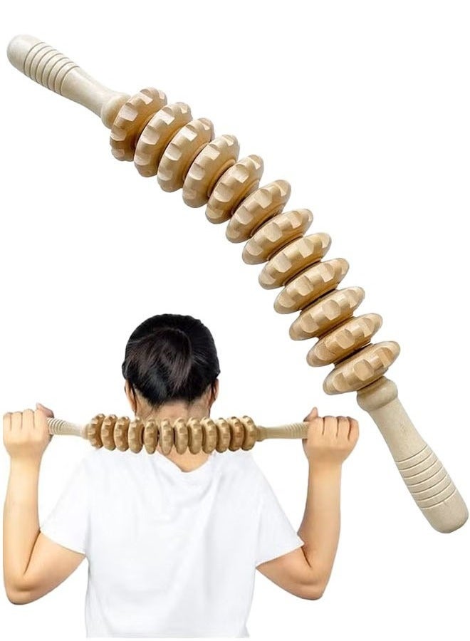 Arabest Curved Wooden Massage Roller, Multi-Functional Body Roller for Waist and Thigh, Wooden Massager Handheld Roller for Cellulite Reduction and Muscle Tension - Image 1