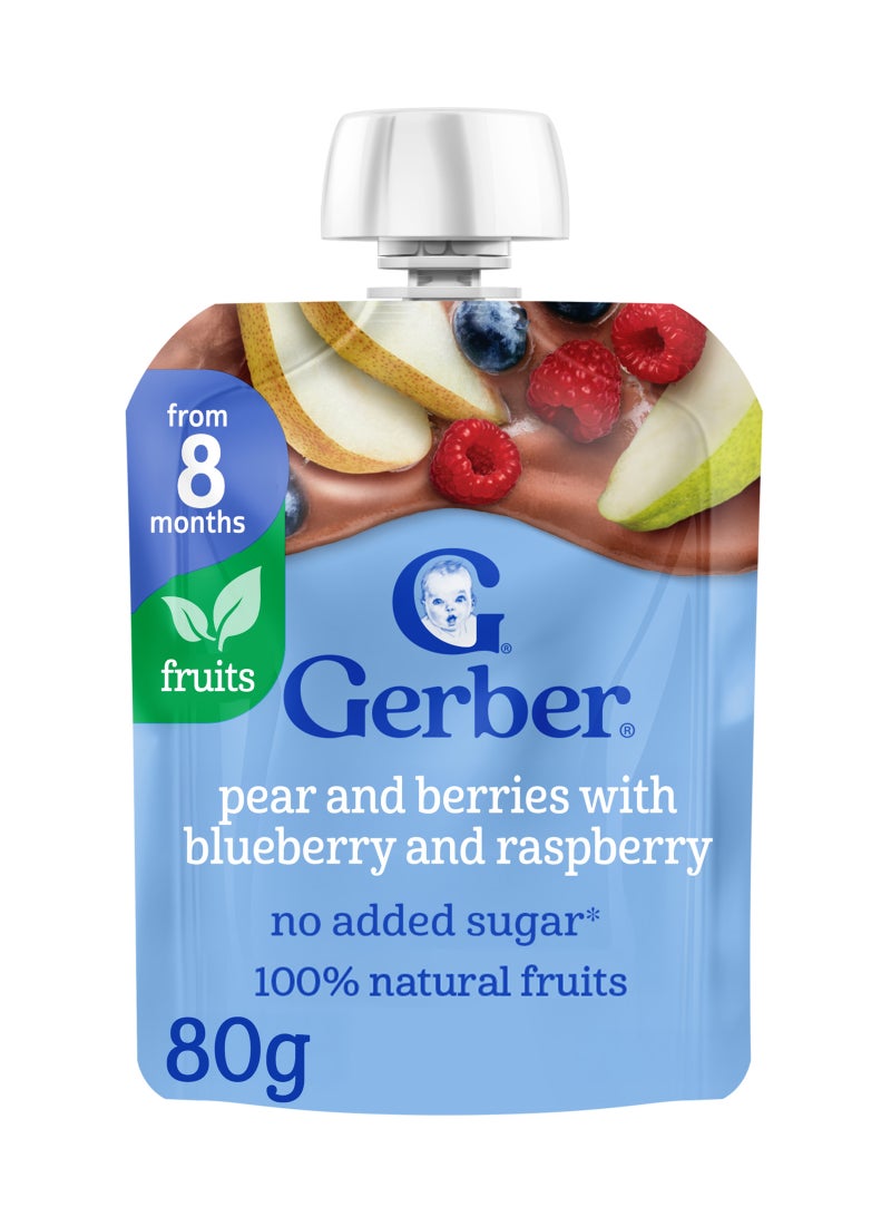 Gerber Pear  Berries With Blueberry Raspberry Puree Pouch - Image 1