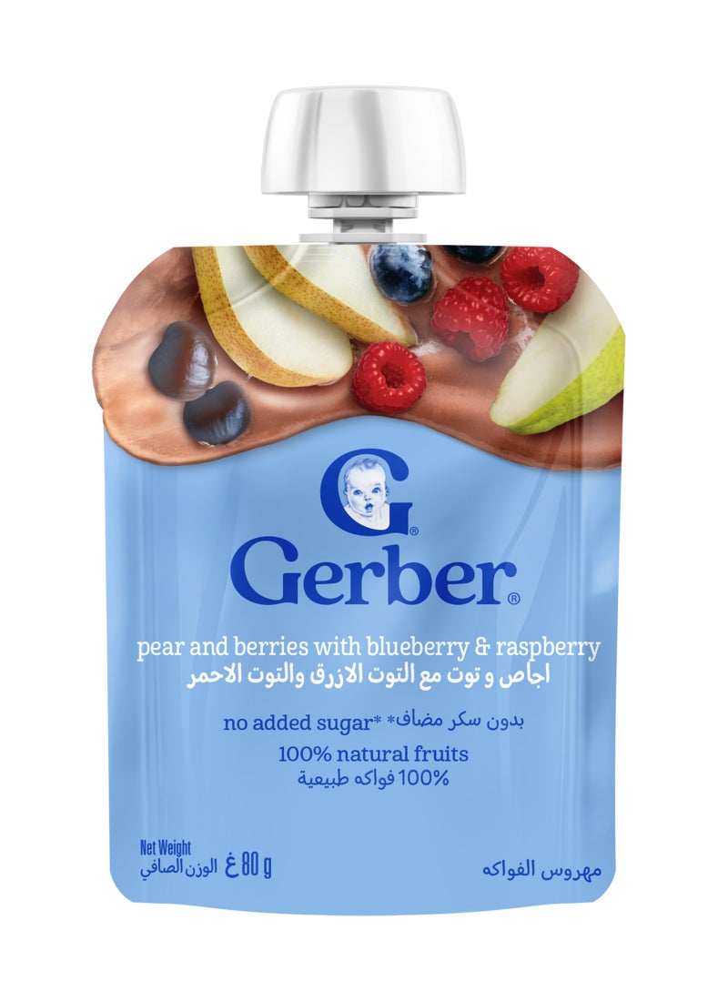 Gerber Pear  Berries With Blueberry Raspberry Puree Pouch - Image 2