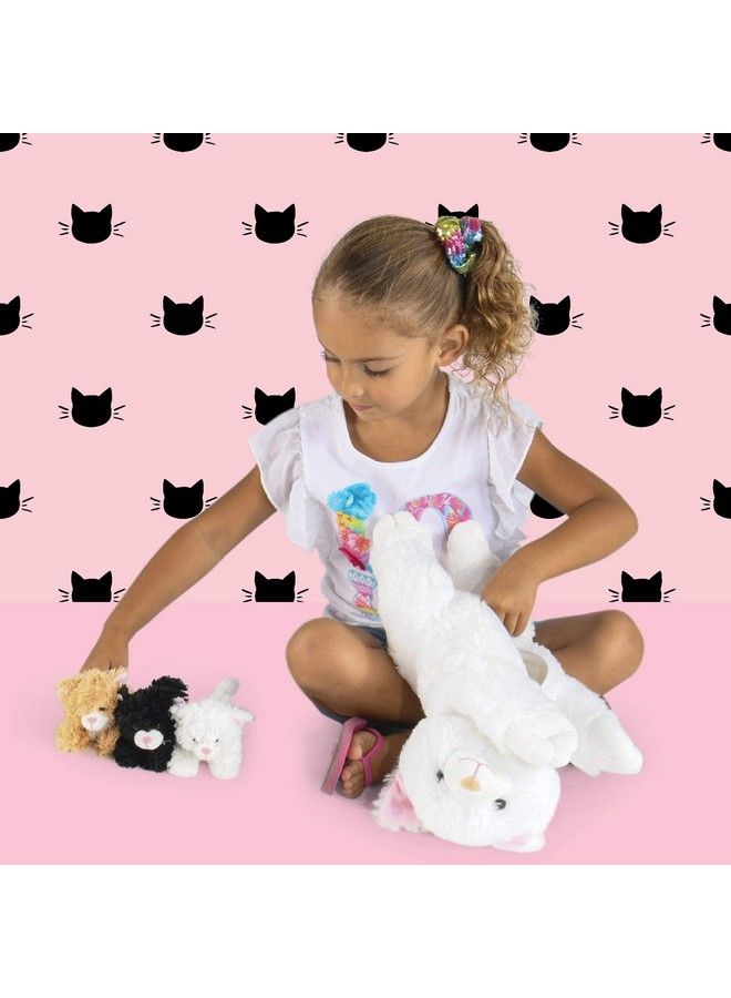 Prextex Plush Cat Toy With Zippered Pouch With 3 Little Plush Baby Kittens ; Plushlings Collection Soft Stuffed Animal Playset ; Great Gift Set For Baby Boy And Girl ; Party Favors  - Image 5