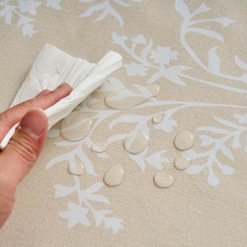 LIBERECOO Vinyl Tablecloth with Flannel Backing –Indigo Botanical Charm, Waterproof, Wipeable, Durable Table Cover – 4 Colors - Image 5