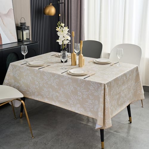 LIBERECOO Vinyl Tablecloth with Flannel Backing –Indigo Botanical Charm, Waterproof, Wipeable, Durable Table Cover – 4 Colors - Image 3