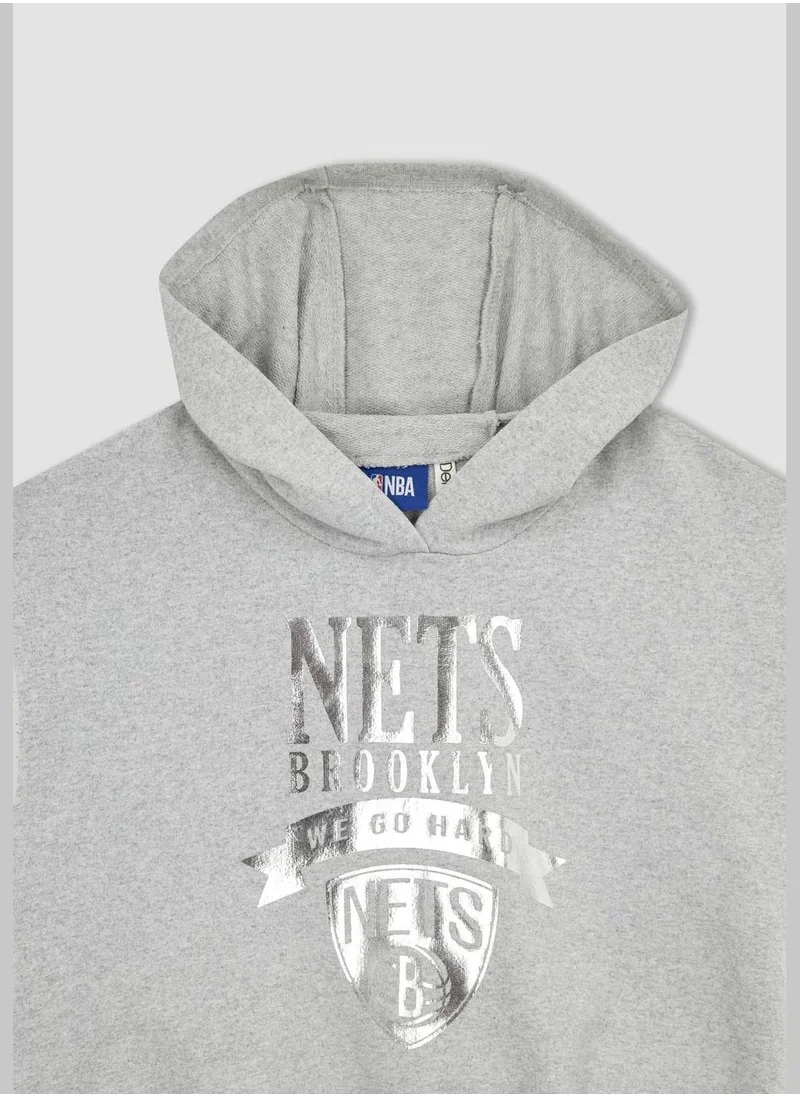 ديفاكتو Girl NBA Brooklyn Nets Licenced Hooded Sleeveless Knitted Sweatshirt